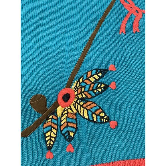 Vintage Southwestern Native American theme Cardigan Sweater Sharon Young Medium - Picture 4 of 5
